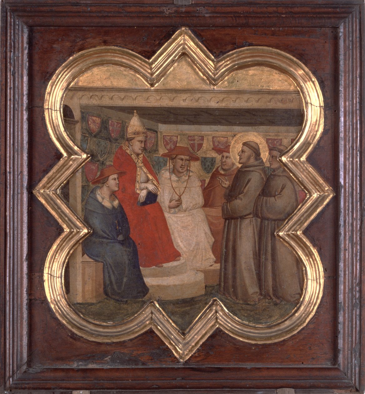 Św. Franciszek przed Papieżem i Kardynałami (tempera na panelu) autorstwa Taddeo Gaddi