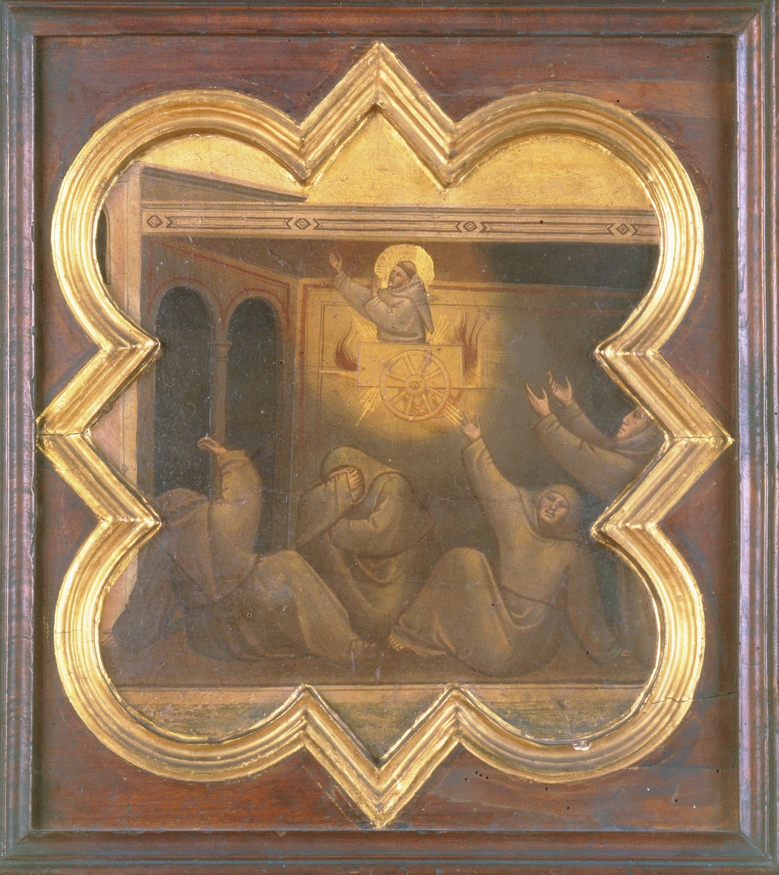 Objawienie św. Franciszka w rydwanie ognia (tempera na panelu) autorstwa Taddeo Gaddi