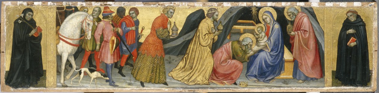 Adoracja Trzech Króli i dwóch Świętych, ok. 1404 (tempera na drewnie topoli) autorstwa Taddeo di Bartolo