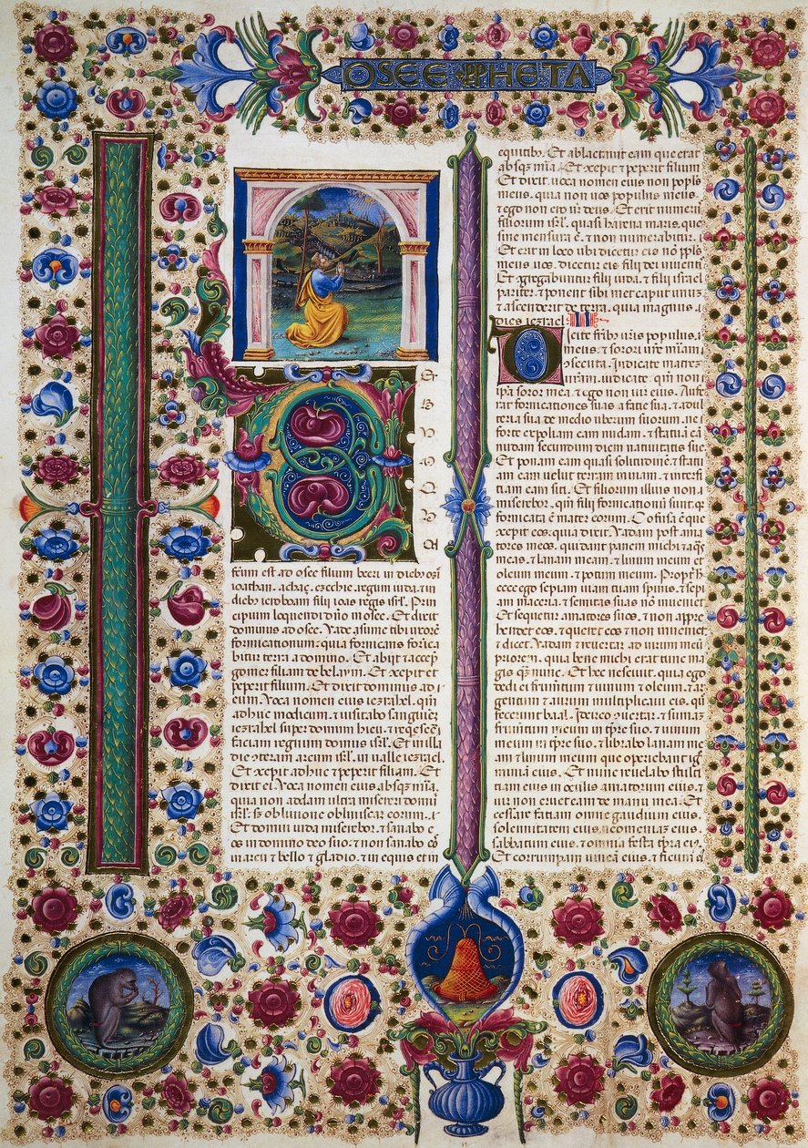 Incipit z Księgi Proroka Ozeasza, z tomu II Biblii Borso d