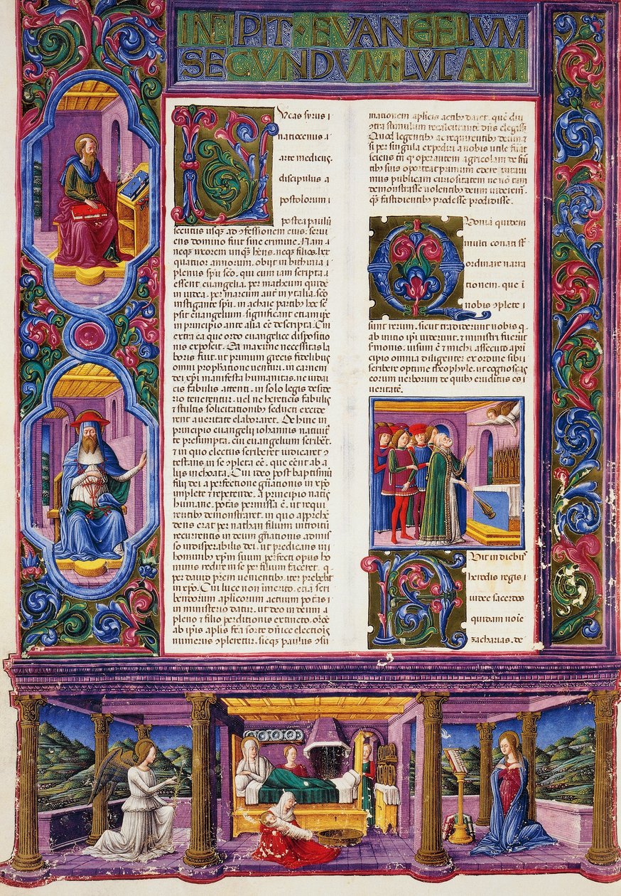 Incipit z Ewangelii wg Łukasza, z tomu II Biblii Borso d