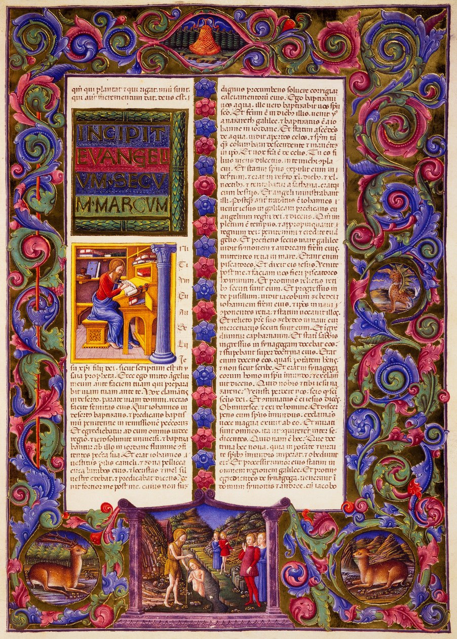 Incipit z Ewangelii Marka, z tomu II Biblii Borso d