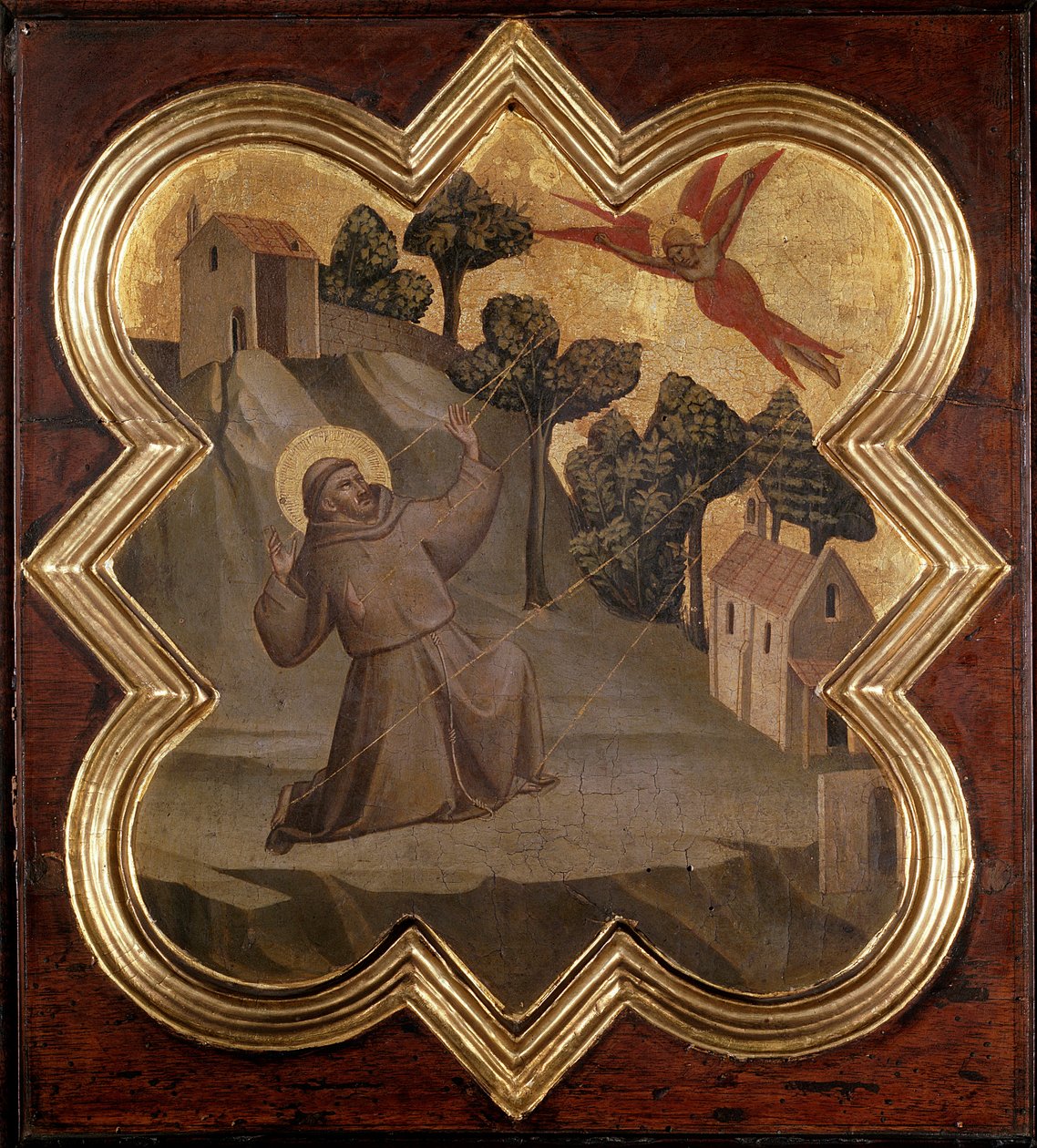 Życie św. Franciszka: st otrzymuje stygmaty - Fresco autorstwa Taddeo Gaddi
