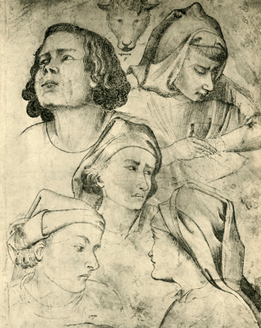 Studia głów, c1320-1366, 1943 autorstwa Taddeo Gaddi
