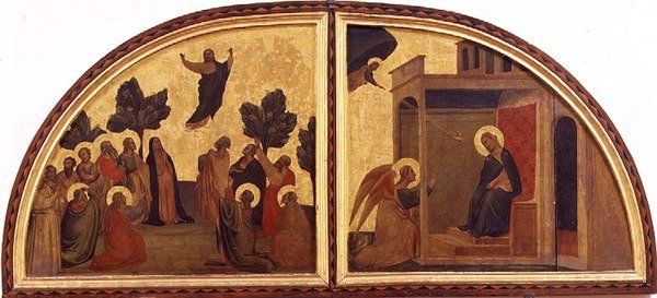 Wniebowstąpienie i Zwiastowanie, luneta (tempera na desce) autorstwa Taddeo Gaddi