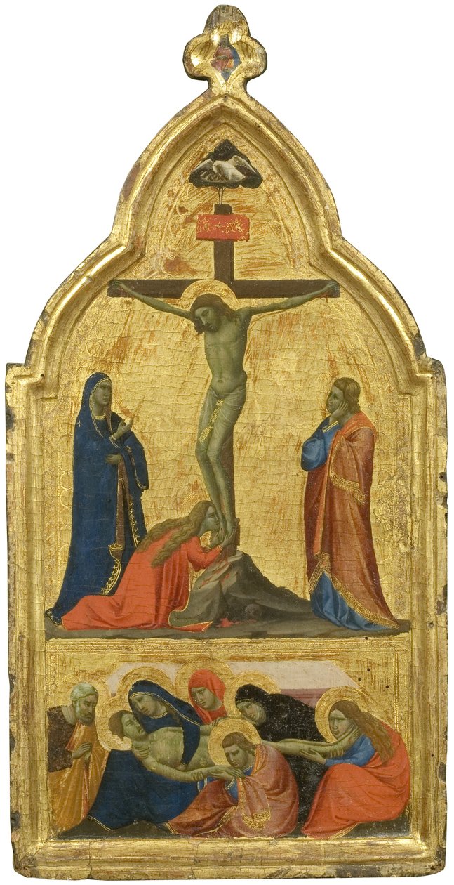 Ukrzyżowanie i Opłakiwanie (tempera na złoconym panelu) autorstwa Taddeo Gaddi