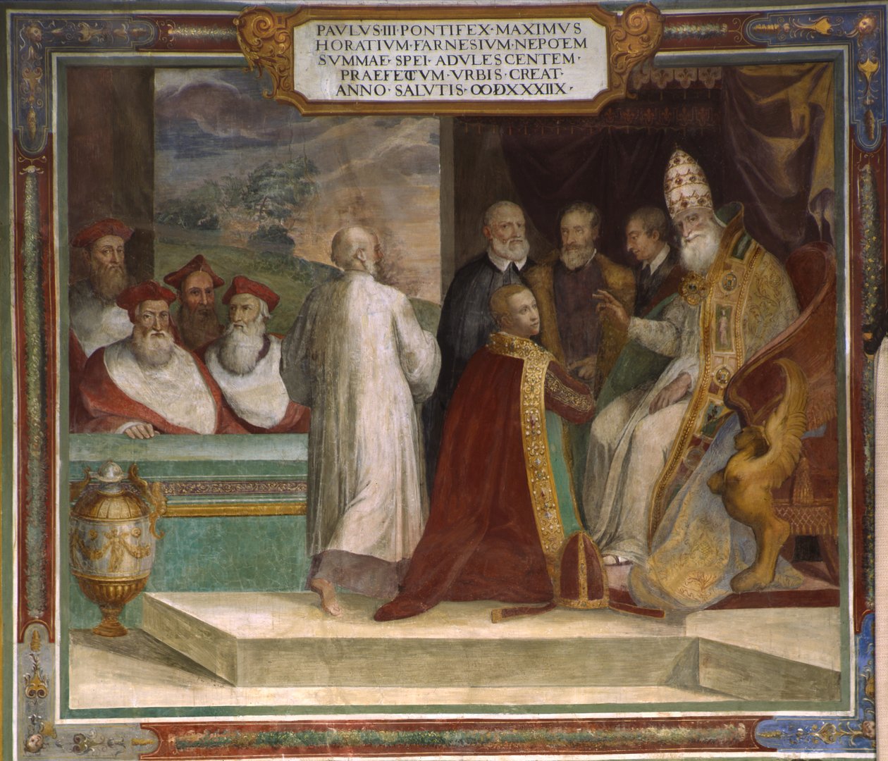 Papież Paweł III błogosławi swojego siostrzeńca Horacego Farnese autorstwa Taddeo Zuccari