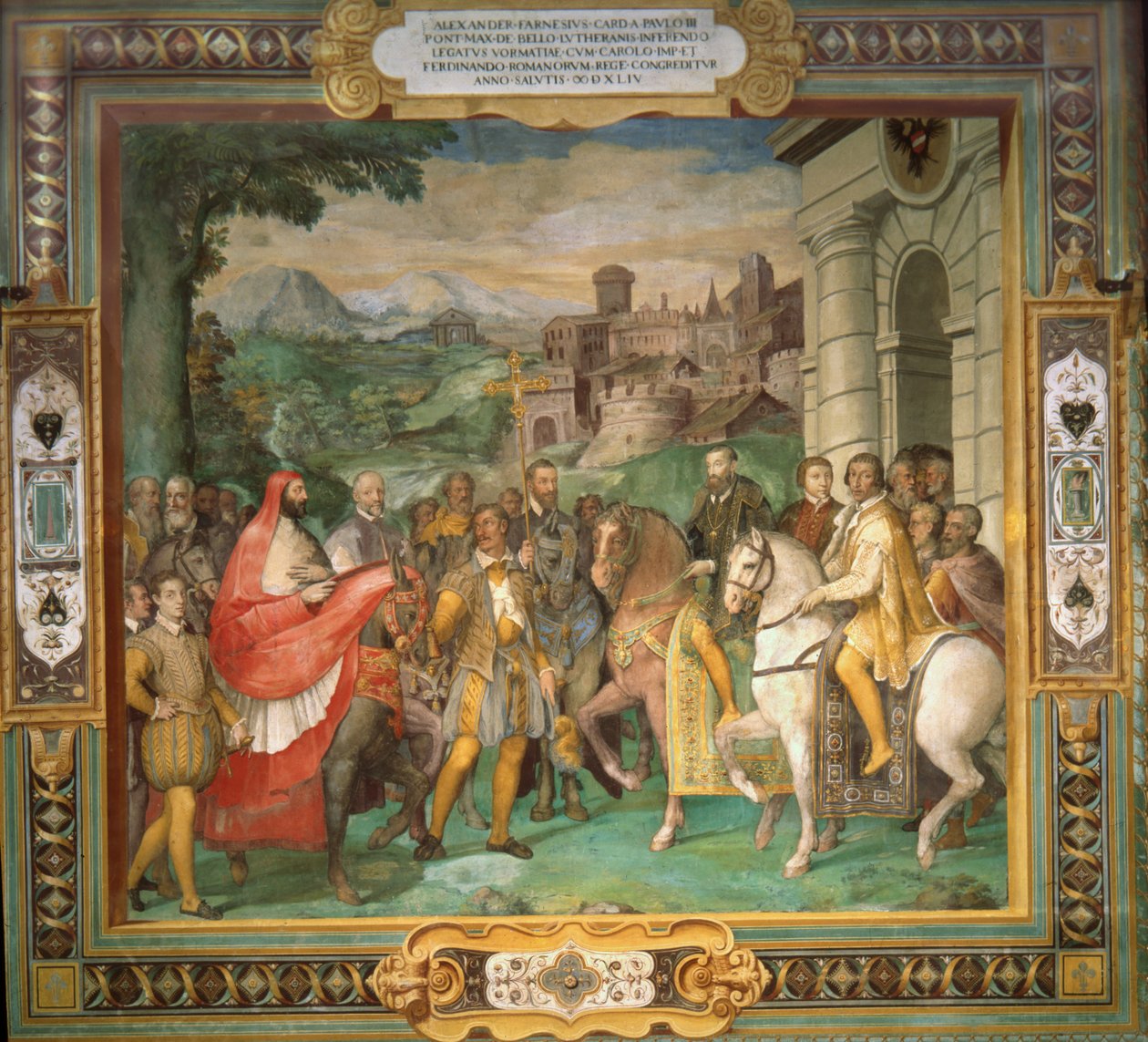 Spotkanie cesarza Karola V i Alessandro Farnese w 1544 r. autorstwa Taddeo Zuccari