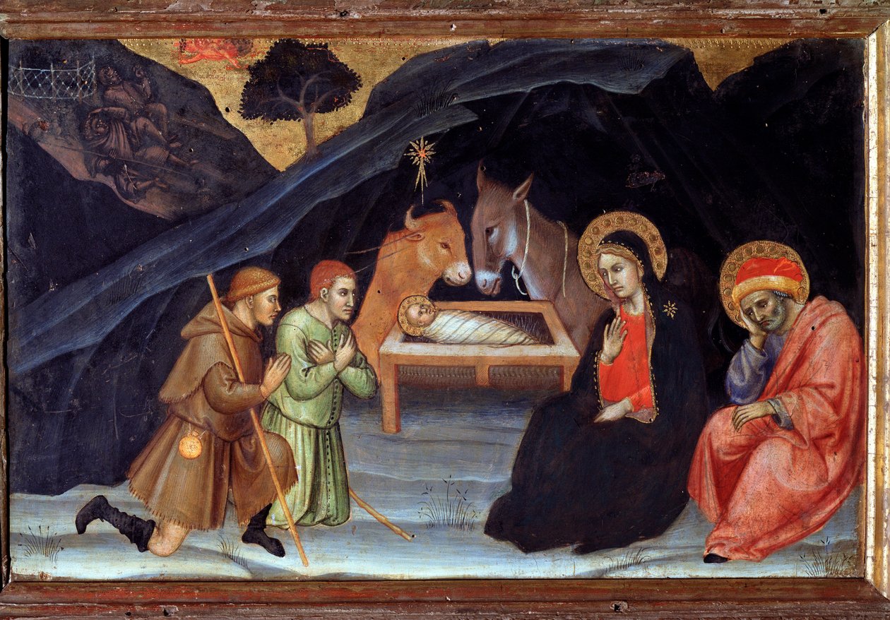 Adoracja pasterzy - tempera na drewnie autorstwa Taddeo di Bartolo