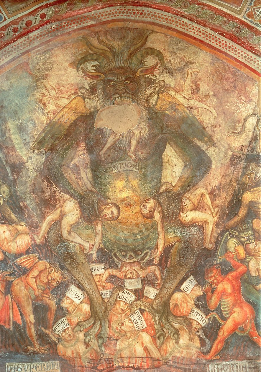 Sąd Ostateczny, szczegół Lewiatana, c.1394 autorstwa Taddeo di Bartolo