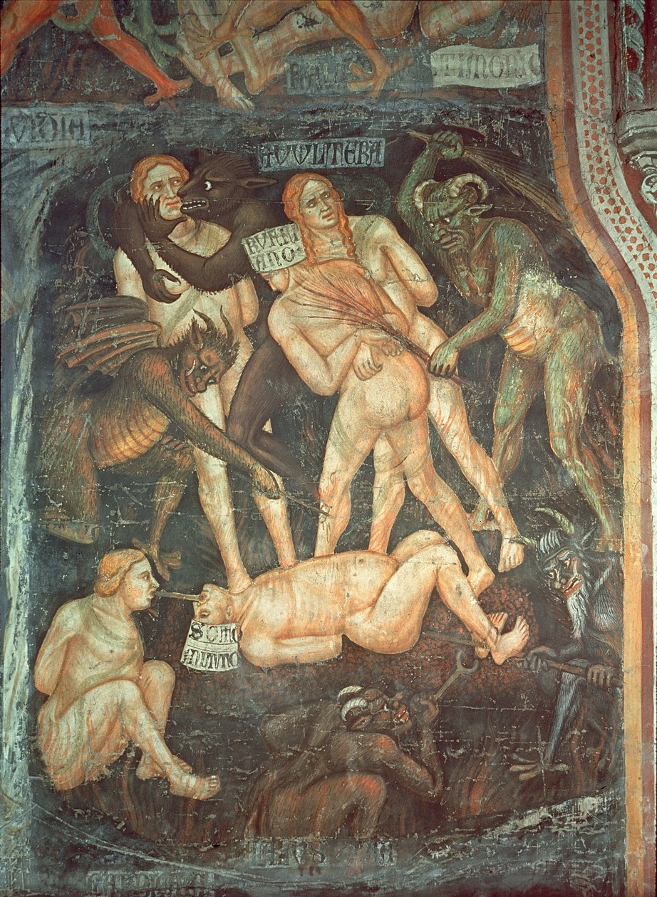 Sąd Ostateczny, szczegół cudzołożników, ok. 1394 autorstwa Taddeo di Bartolo
