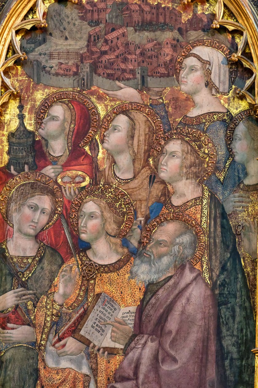 Różni święci adorujący Madonnę, Tryptyk Wniebowzięcia NMP autorstwa Taddeo di Bartolo