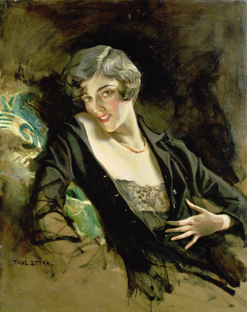 Portret młodej kobiety (olej na płótnie) autorstwa Tade Styka