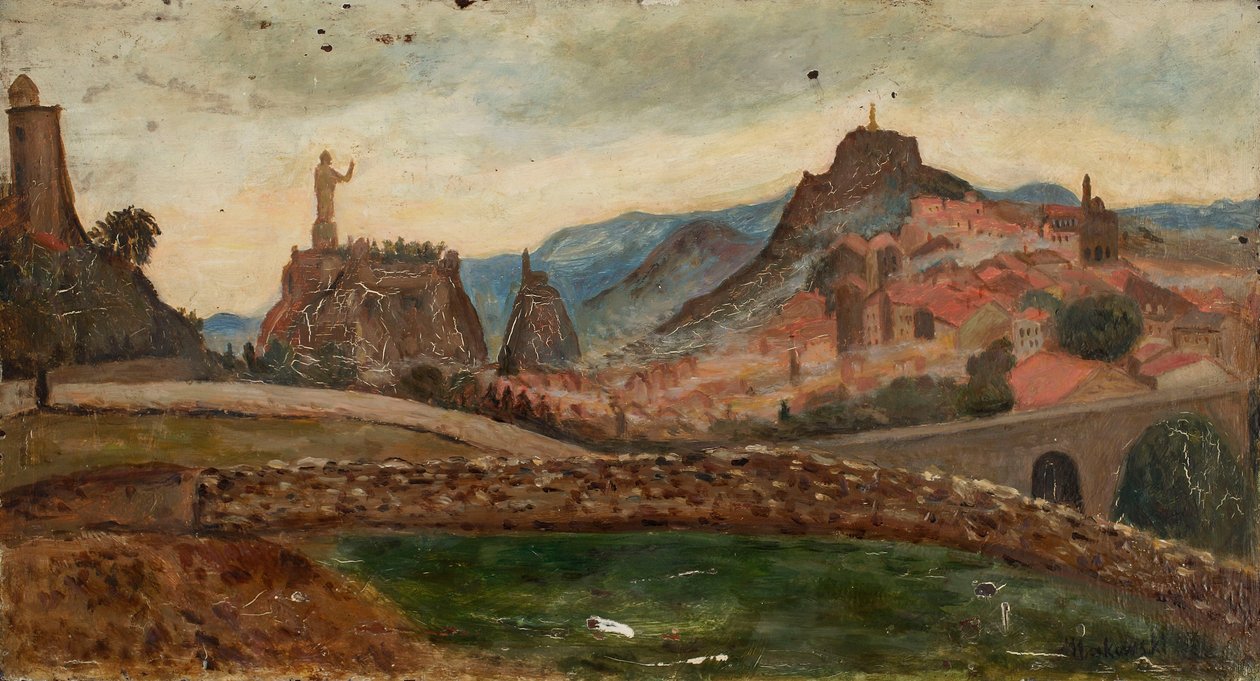 Miasteczko na wzgórzu (Okolice Le Puy z Château de Polignac) autorstwa Tadeusz Makowski