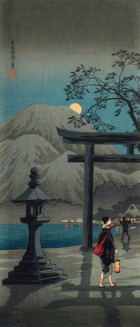 Hakone See im Mondschein autorstwa Takahashi Hiroaki