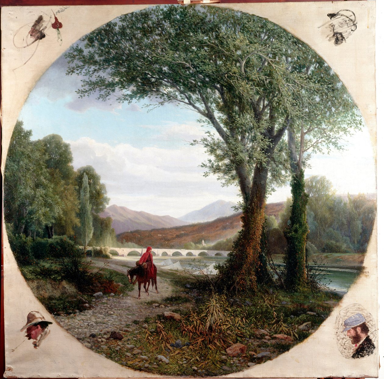 Dante koń biegnie wzdłuż rzeki Entella lub Przejście Ilustracja czyśćca w „” La divina commedia ”” (Boska komedia) Dante Alighieri (1265-1321) Obraz Tammara Luxoro (1824-1899) Przed 1865 Genes, Civica Galeria Sztuki Współczesnej autorstwa Tammar Luxoro