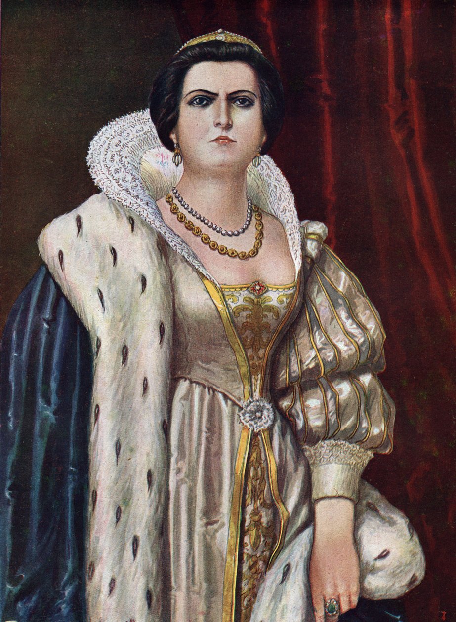 Portret Lukrecji Borgii (Lucrece Borgia) (1480 - 1519) Ilustracja Tancredi Scarpelli (1866-1937) ze „Storia d