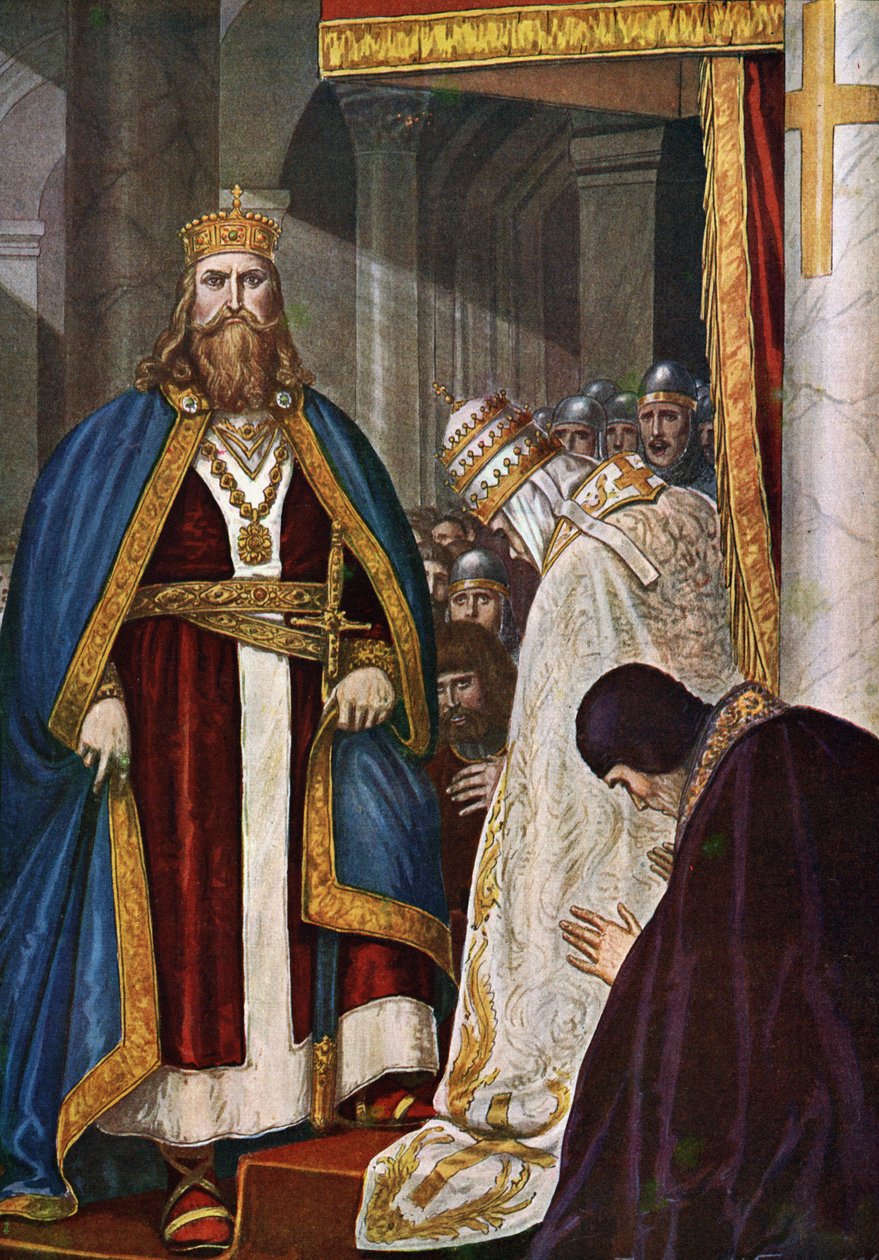 Koronacja Karola Wielkiego (742-814) przez papieża Leona III (750-816) autorstwa Tancredi Scarpelli