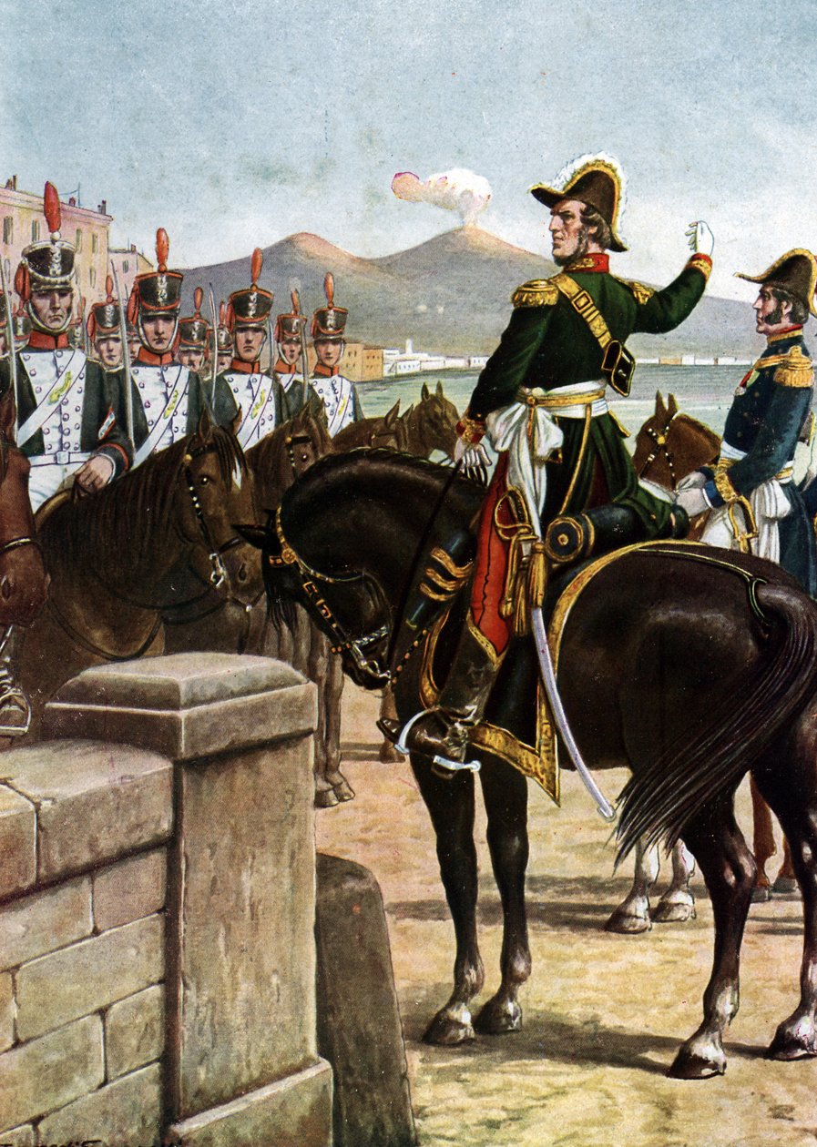 Powstanie w Królestwie Obojga Sycylii (1820): „” Wojsko Guglielmo Pepe organizowało swoje wojska w 1820 r. W Neapolu we Włoszech - (włoski patriota Guglielmo Pepe na Ponte della Maddalena w Neapolu podczas ruchu rewolucyjnego autorstwa Tancredi Scarpelli