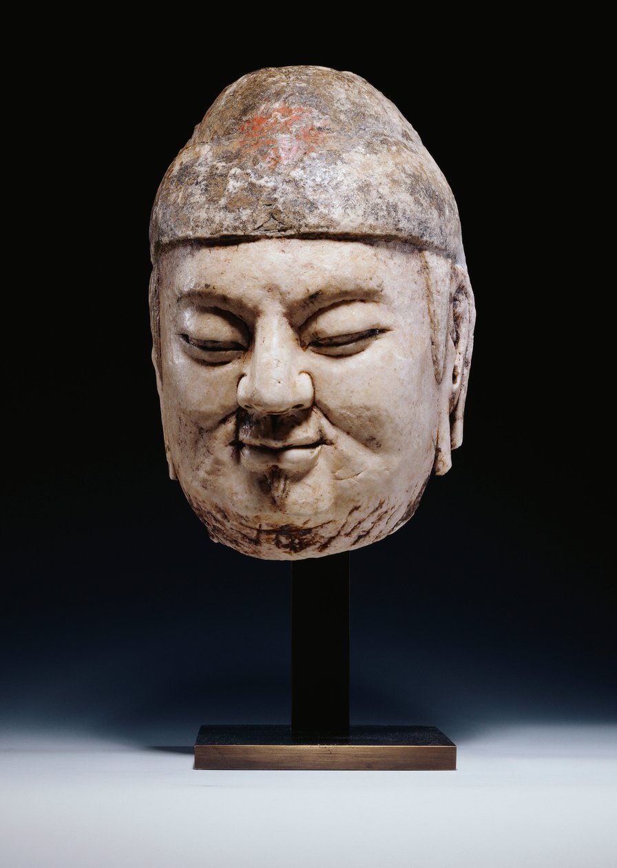 Marmurowa głowa urzędnika z dynastii Tang lub nieco wcześniej, ok. 618-907 autorstwa Tang Dynasty Chinese School