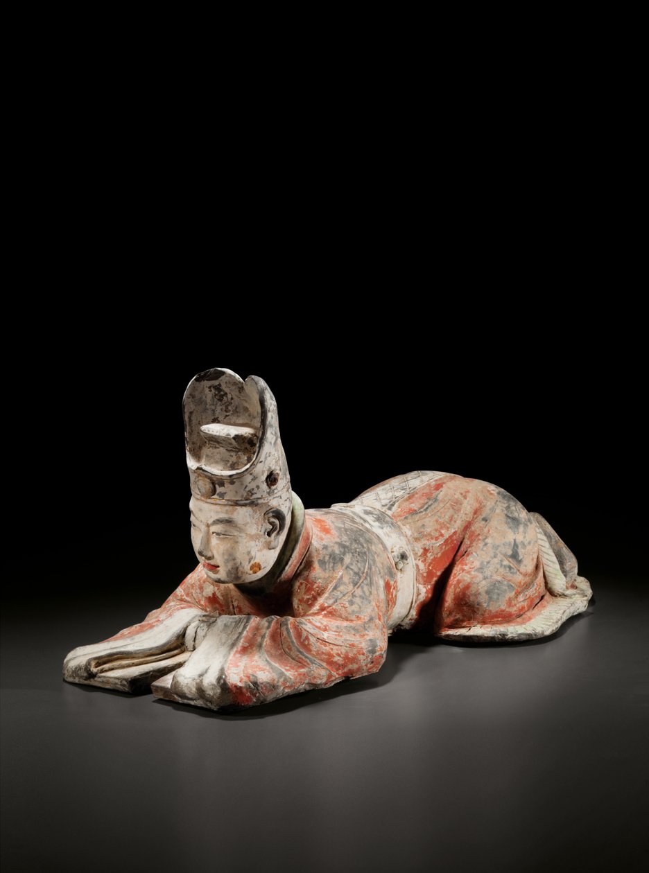 Kowtowski urzędnik dworski, wczesna dynastia Tang, VII-VIII w. (ceramika malowana) autorstwa Tang Dynasty Chinese School