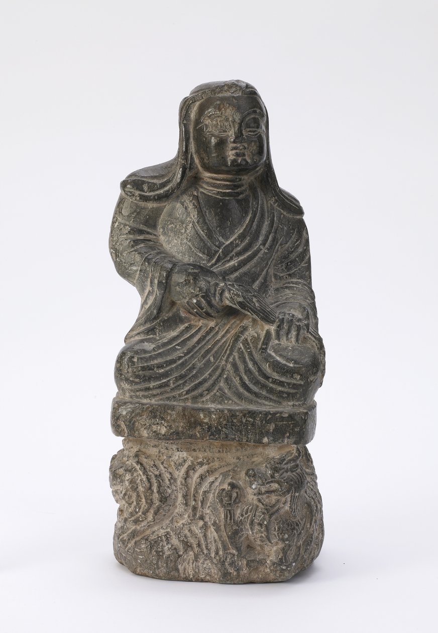 Mały posąg buddyjskiego księdza autorstwa Tang Dynasty Chinese School