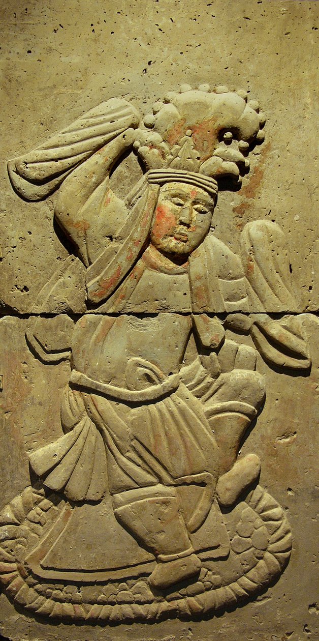 Stela z terakoty z tancerką, dynastia Tang (618-907), odkryta w prowincji Shaanxi, Muzeum Lasu Steles w Xian. Fotografia, Leonard de Selva, Chiny, 2006. autorstwa Tang Dynasty Chinese School