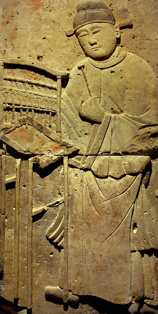 Stela z terakoty z muzykiem, Dynastia Tang autorstwa Tang Dynasty Chinese School