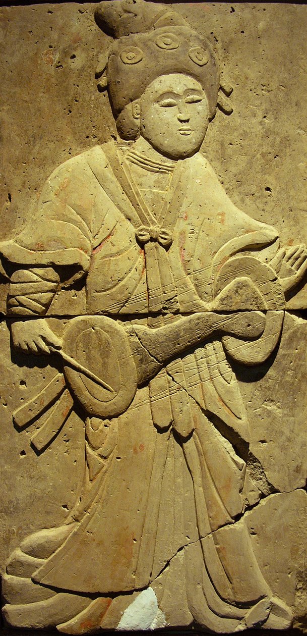 Stela z terakoty z muzykiem, Dynastia Tang autorstwa Tang Dynasty Chinese School