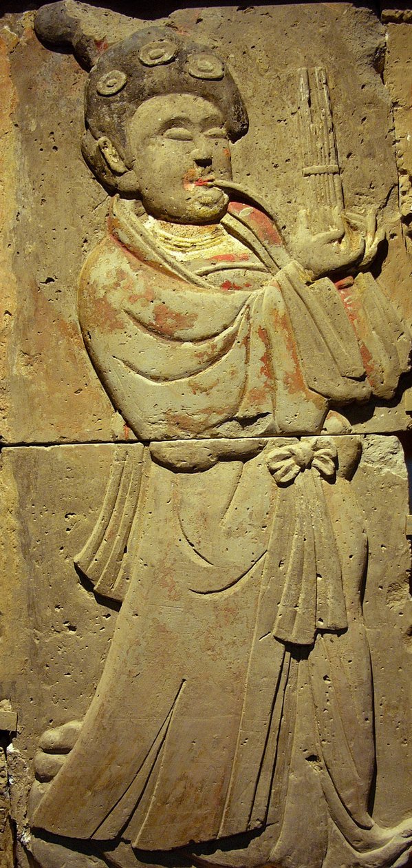 Stela z terakoty z muzykiem, Dynastia Tang autorstwa Tang Dynasty Chinese School