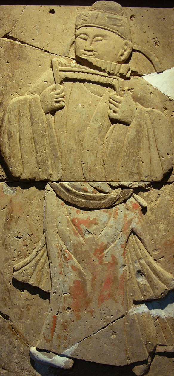 Stela z terakoty z muzykiem, Dynastia Tang autorstwa Tang Dynasty Chinese School