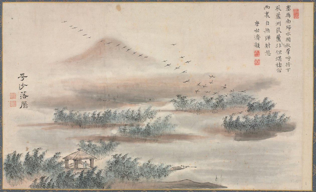 Jeden z ośmiu widoków rzek Xiao i Xiang, 1788. autorstwa Tani Bunch