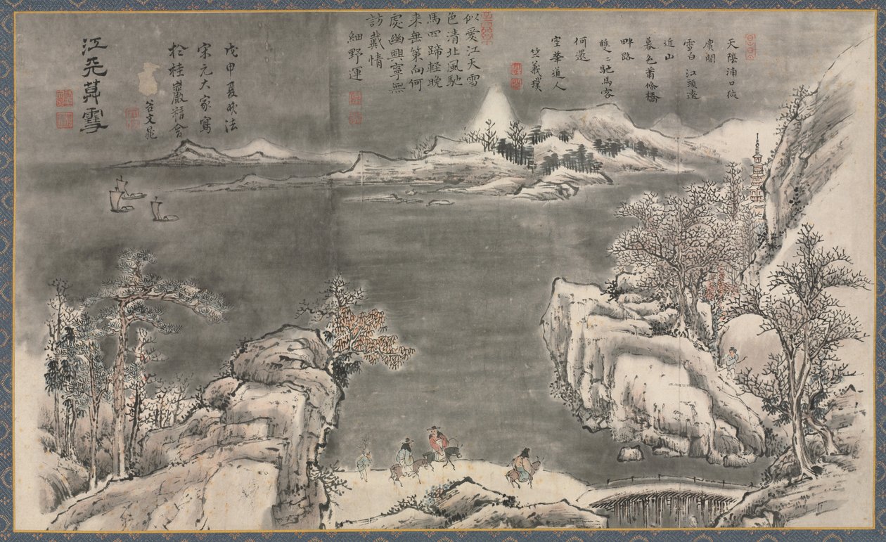 Jeden z ośmiu widoków rzek Xiao i Xiang, 1788. autorstwa Tani Bunch