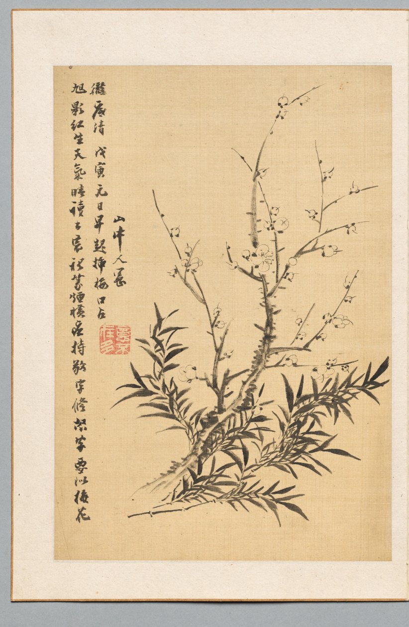 Kwiaty śliwki i bambus, 1818. autorstwa Tanomura Chikuden