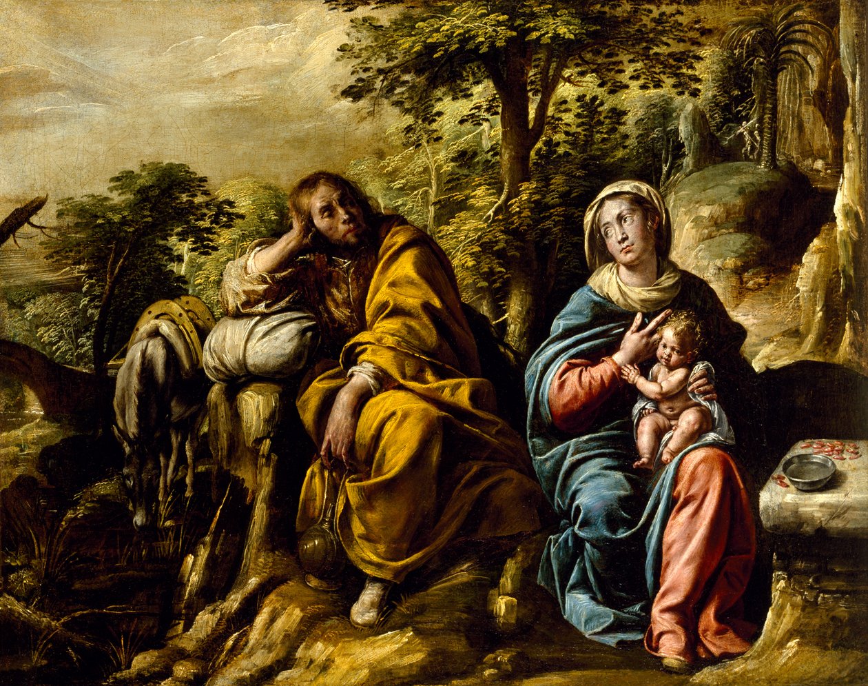 Odpoczynek podczas ucieczki do Egiptu, ok. 1625-30 autorstwa Tanzio da Varallo