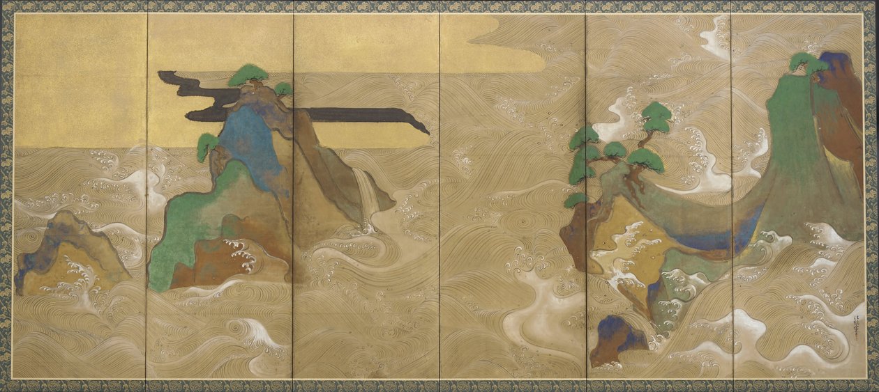 Fale w Matsushima autorstwa Tawaraya Sotatsu