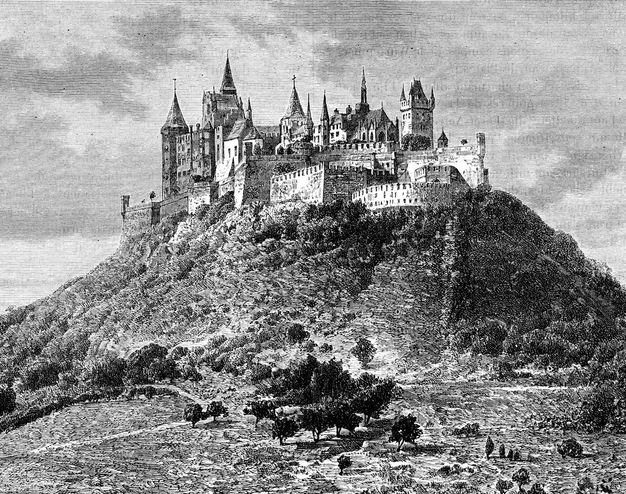Burg Hohenzollern, na południe od Stuttgartu, Niemcy, XIX w. autorstwa Taylor