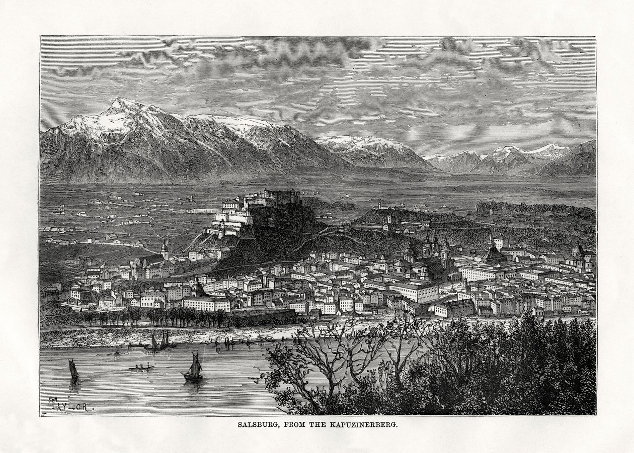 Salsburg, z Kapuzinerberg, Austria, XIX w. autorstwa Taylor