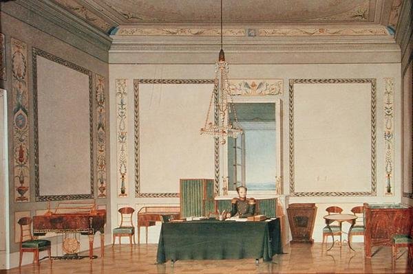 Cesarz Aleksander I (1777-1825) w Urzędzie Pałacowym, 1820 (wc na papierze) autorstwa Tchernik Tchernik