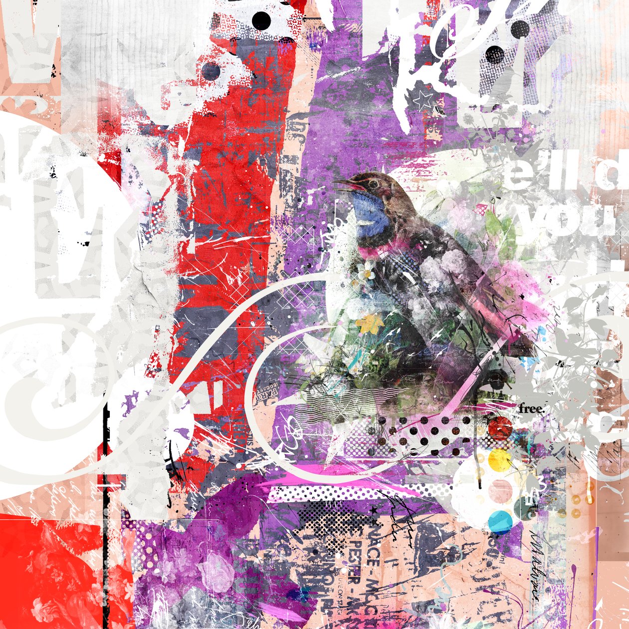 Get It On, 2015 (kolaż na płótnie) autorstwa Teis Albers