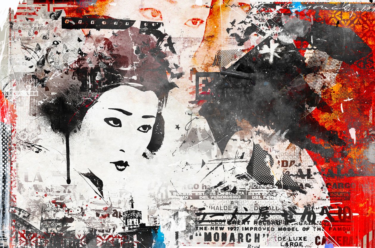 Współczesna gejsza, 2014 (media mieszane na płótnie) autorstwa Teis Albers