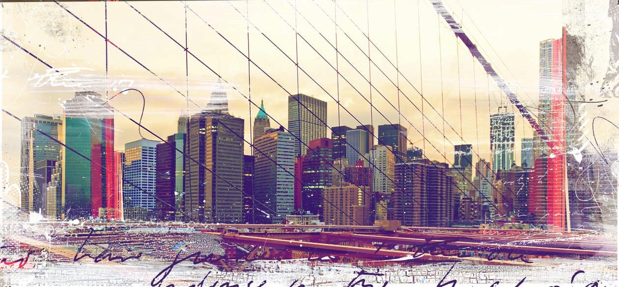 Mosty NYC, 2015 (kolaż na płótnie) autorstwa Teis Albers