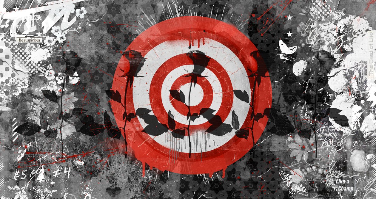 Target Rose, 2014 (kolaż na płótnie) autorstwa Teis Albers