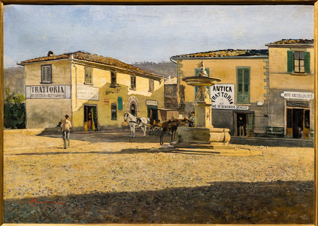 Plac w Settignano, ok. 1861 (olej na płótnie) autorstwa Telemaco Signorini