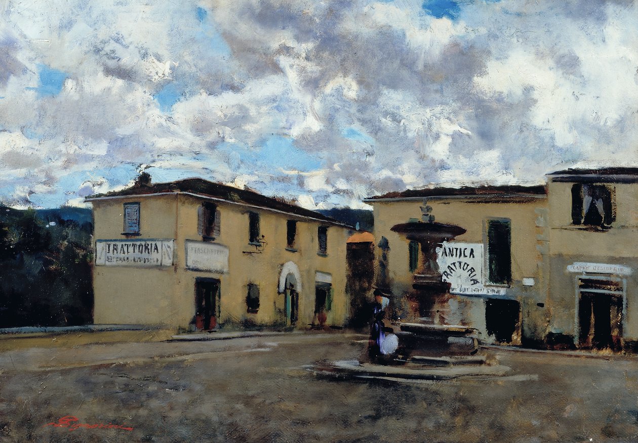 Plac w Settignano, ok. 1889 (olej na płótnie) autorstwa Telemaco Signorini