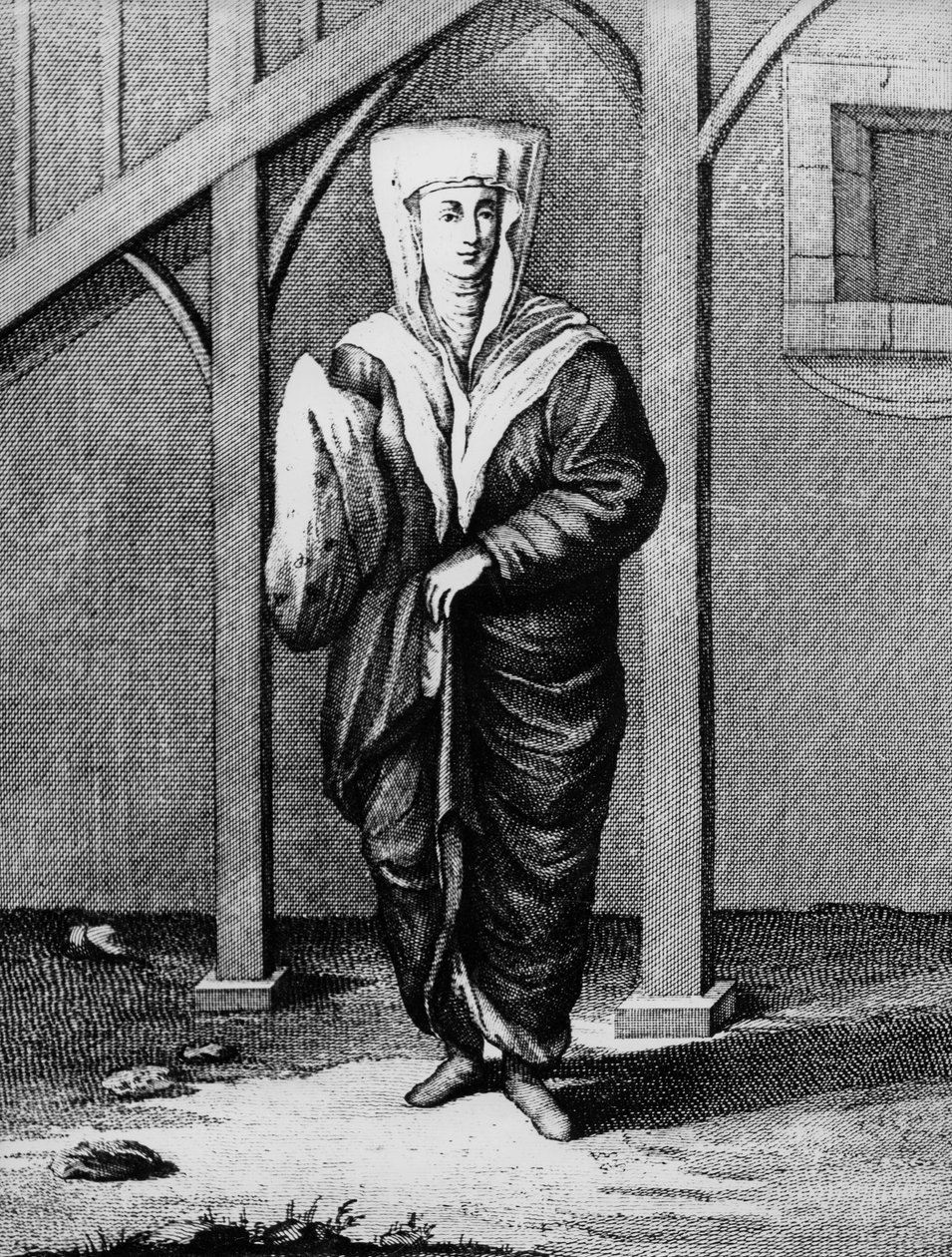 Żydówka, ze „Zbioru 126 grafik przedstawiających postacie i suknie różnych narodów Wenecja”, 1783 (rycina ręcznie kolorowana) autorstwa Teodoro Viero