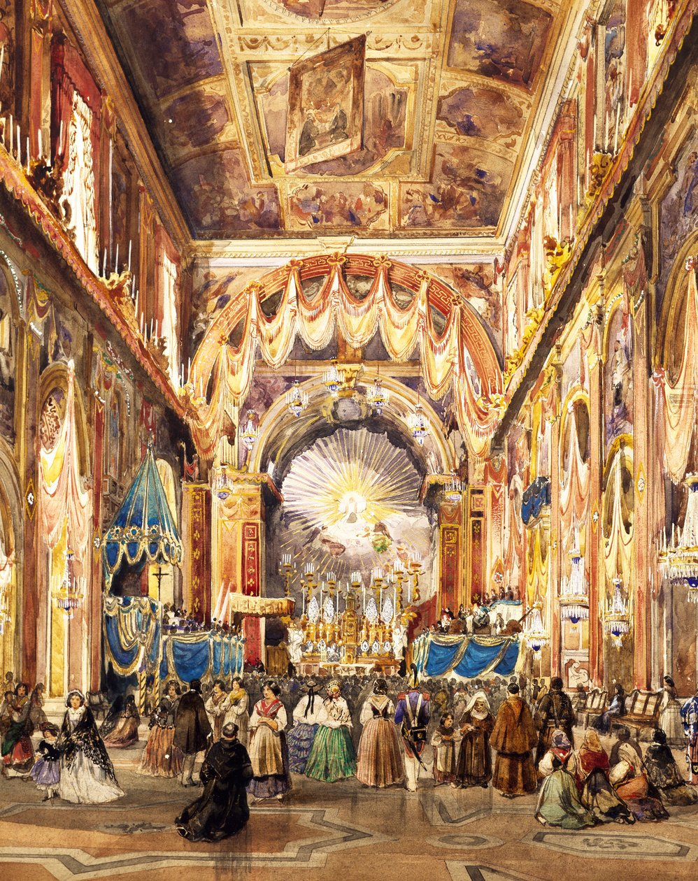 Wnętrze kościoła St. Paolo Maggiore w Neapolu autorstwa Teodoro Duclere
