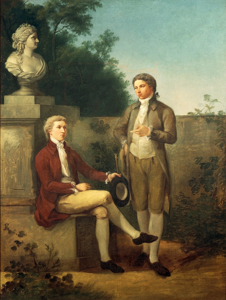 Portret dwóch młodych mężczyzn w ogrodzie, Teodoro Matteini (1754-1831), olej na płótnie autorstwa Teodoro Matteini