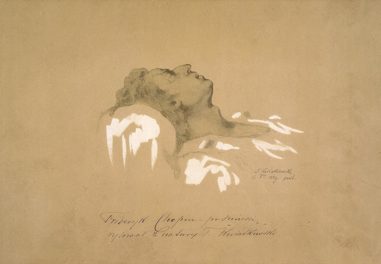 Fryderyk Chopin na łożu śmierci autorstwa Teofil Kwiatkowski