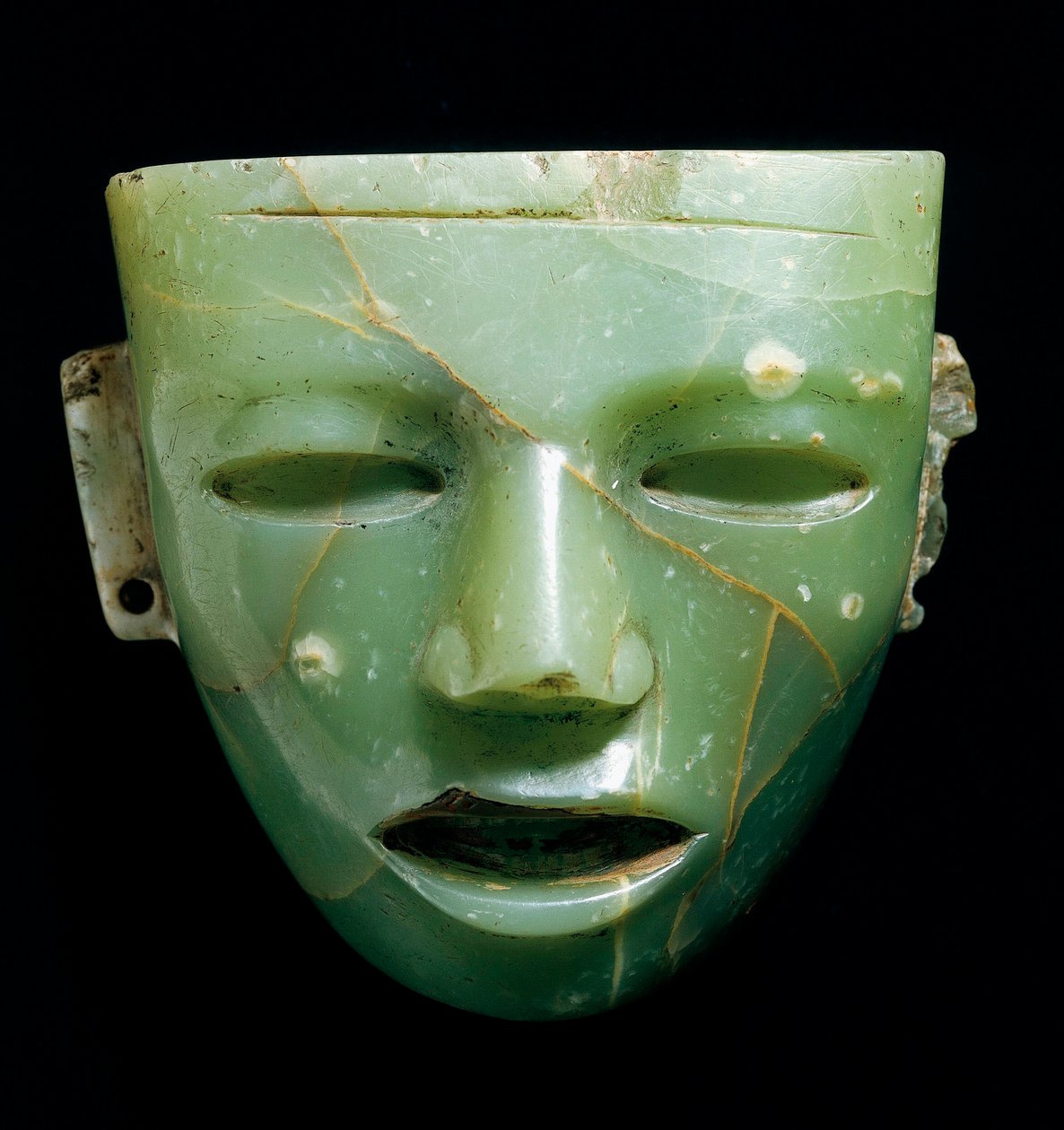 Jadeitowa maska. Art Teotihuacan z Meksyku, około 250-600. Glyptic Inv. Gem 1921, nr 824. Museo degli Argenti, Palazzo Pitti, Florencja autorstwa Teotihuacan Teotihuacan